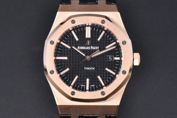 Royal Oak 15400 41mm RG IPF Black Textured Dial Black Leather Strap SA3120