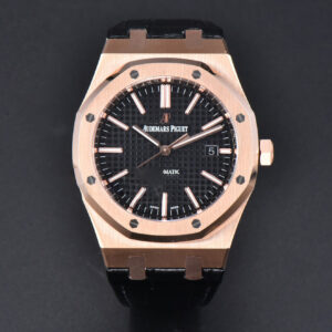 Royal Oak 15400 41mm RG IPF Black Textured Dial Black Leather Strap SA3120 - Image 3