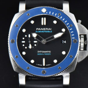 PAM1209 Submersible 42mm VSF Black Dial Blue Bezel Black Rubber Strap P9000