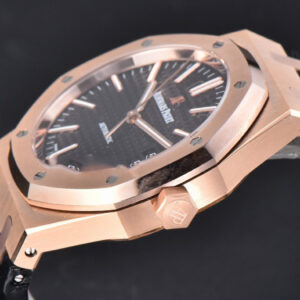 Royal Oak 15400 41mm RG IPF Black Textured Dial Black Leather Strap SA3120 - Image 5