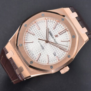 Royal Oak 15400 41mm RG IPF White Textured Dial Brown Leather Strap SA3120 - Image 3