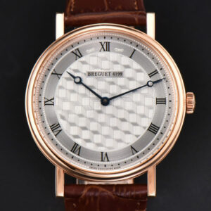Classique 5177 38.5mm LTF RG White Textured Dial Roma Marker Brown Leather Strap MY9015