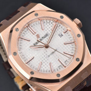 Royal Oak 15400 41mm RG IPF White Textured Dial Brown Leather Strap SA3120 - Image 4