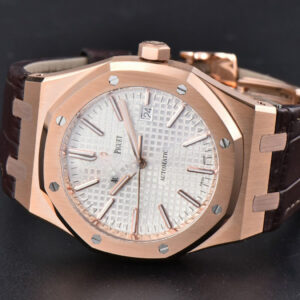 Royal Oak 15400 41mm RG IPF White Textured Dial Brown Leather Strap SA3120 - Image 6