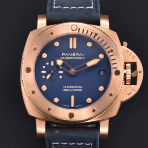 PAM1074 Submersible Quaranta Bronze 42mm VSF Blue Dial Blue Leather Strap P900