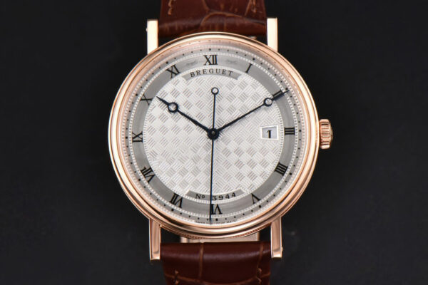 Classique 5177 40.5mm LTF RG White Textured Dial Roma Marker Brown Leather Strap MY9015