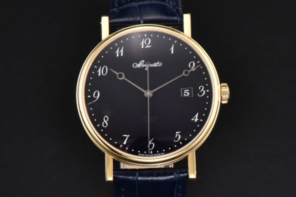 Classique 5177 40.5mm LTF YG Black Dial Digital Marker Blue Leather Strap MY9015