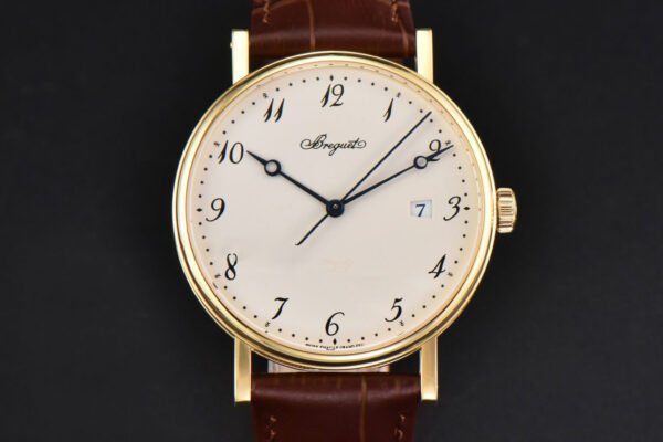 Classique 5177 40.5mm LTF YG White Dial Digital Marker Brown Leather Strap MY9015