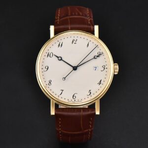 Classique 5177 40.5mm LTF YG White Dial Digital Marker Brown Leather Strap MY9015 - Image 8