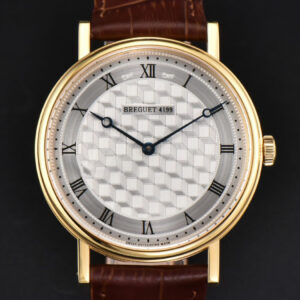 Classique 5177 38.5mm LTF YG White Textured Dial Roma Marker Brown Leather Strap MY9015