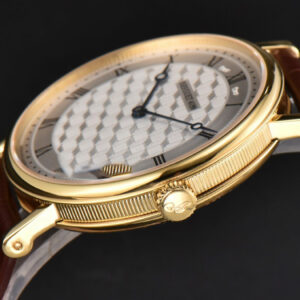 Classique 5177 38.5mm LTF YG White Textured Dial Roma Marker Brown Leather Strap MY9015 - Image 18
