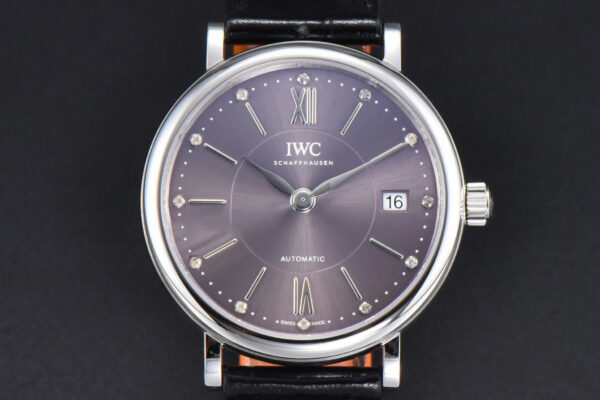 Portofino V7F 37MM Gray Dial Silver Marker Black Leather Strap A2892