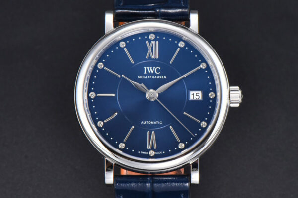 Portofino V7F 37MM Blue Dial Silver Marker Black Leather Strap A2892