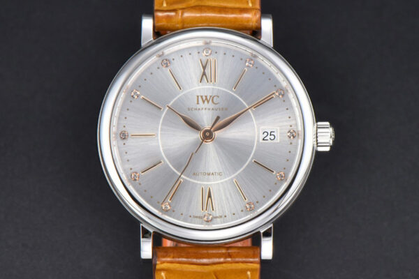 Portofino V7F 37MM Gray Dial YG Marker Brown Leather Strap A2892