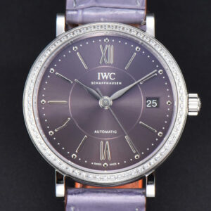 Portofino V7F 37MM Diamond Gray Dial Silver Marker Grape Leather Strap A2892