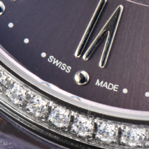 Portofino V7F 37MM Diamond Gray Dial Silver Marker Grape Leather Strap A2892 - Image 5