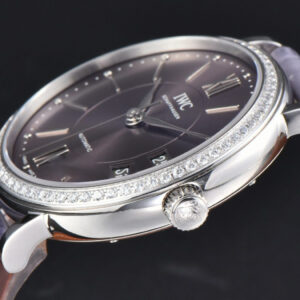 Portofino V7F 37MM Diamond Gray Dial Silver Marker Grape Leather Strap A2892 - Image 8