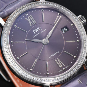 Portofino V7F 37MM Diamond Gray Dial Silver Marker Grape Leather Strap A2892 - Image 9