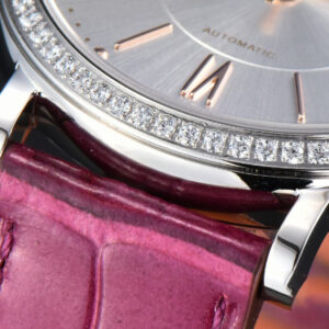 Portofino V7F 37MM Diamond Silver Dial RG Marker Pink Leather Strap A2892 - Image 7
