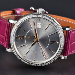Portofino V7F 37MM Diamond Silver Dial RG Marker Pink Leather Strap A2892 - Image 10
