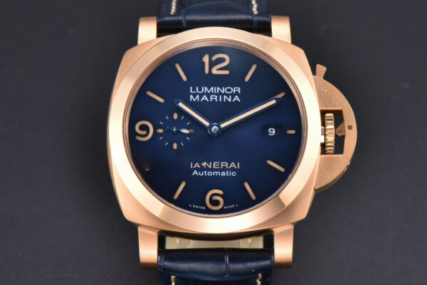PAM1114 TTF 44MM RG Blue Dial Blue Leather Strap P9010