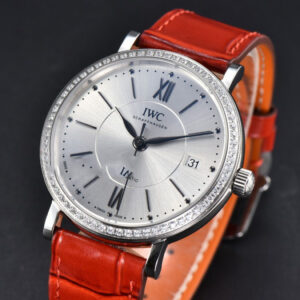 Portofino V7F 37MM Diamond Silver Dial Silver Marker Red Leather Strap A2892 - Image 10
