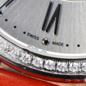 Portofino V7F 37MM Diamond Silver Dial Silver Marker Red Leather Strap A2892 - Image 14
