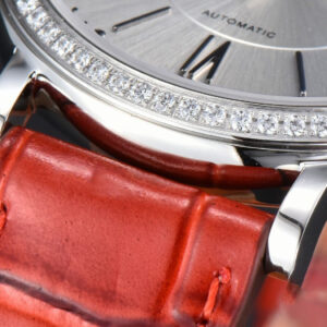 Portofino V7F 37MM Diamond Silver Dial Silver Marker Red Leather Strap A2892 - Image 16