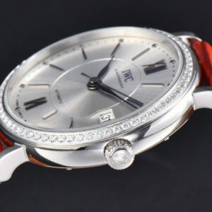 Portofino V7F 37MM Diamond Silver Dial Silver Marker Red Leather Strap A2892 - Image 17