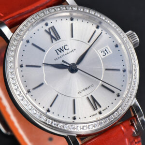 Portofino V7F 37MM Diamond Silver Dial Silver Marker Red Leather Strap A2892 - Image 18