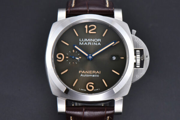 PAM1116 TTF 44MM Dark Green Dial Brown Leather Strap P9010