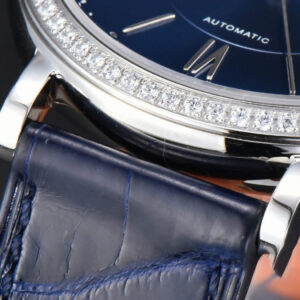 Portofino V7F 37MM Diamond Blue Dial Silver Marker Blue Leather Strap A2892 - Image 7