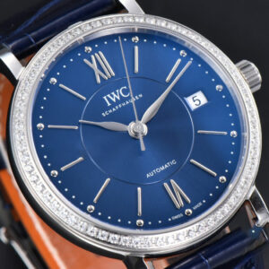 Portofino V7F 37MM Diamond Blue Dial Silver Marker Blue Leather Strap A2892 - Image 9