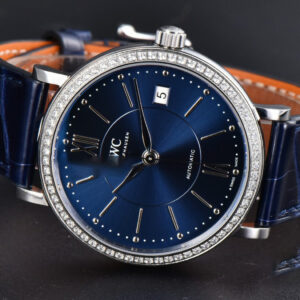 Portofino V7F 37MM Diamond Blue Dial Silver Marker Blue Leather Strap A2892 - Image 11