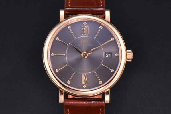 Portofino V7F 37MM RG Gray Dial RG Marker Brown Leather Strap A2892