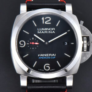 PAM732 TTF 44MM Black Dial Black Leather Strap P9010