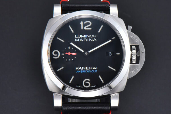 PAM732 TTF 44MM Black Dial Black Leather Strap P9010