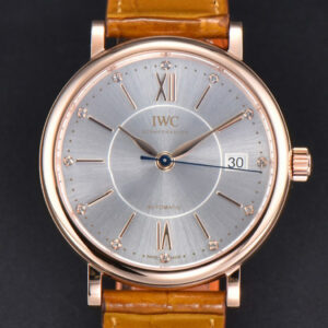 Portofino V7F 37MM RG Silver Dial RG Marker Brown Leather Strap A2892