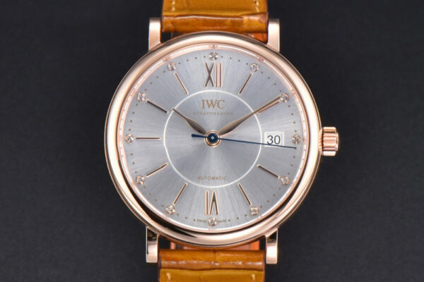 Portofino V7F 37MM RG Silver Dial RG Marker Brown Leather Strap A2892