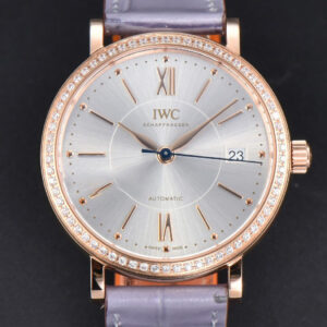 Portofino V7F 37MM RG Diamond Silver Dial RG Marker Grape Leather Strap A2892
