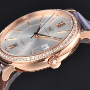 Portofino V7F 37MM RG Diamond Silver Dial RG Marker Grape Leather Strap A2892 - Image 8