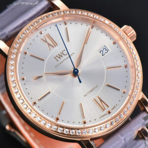 Portofino V7F 37MM RG Diamond Silver Dial RG Marker Grape Leather Strap A2892 - Image 9