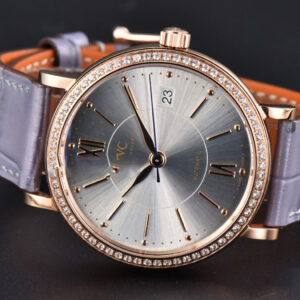 Portofino V7F 37MM RG Diamond Silver Dial RG Marker Grape Leather Strap A2892 - Image 10