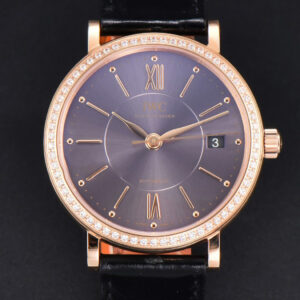 Portofino V7F 37MM RG Diamond Gray Dial RG Marker Black Leather Strap A2892