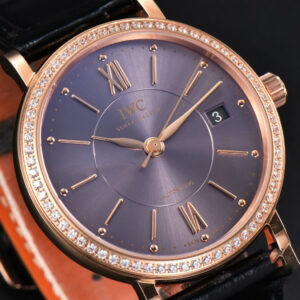 Portofino V7F 37MM RG Diamond Gray Dial RG Marker Black Leather Strap A2892 - Image 9