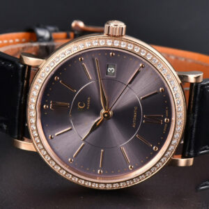 Portofino V7F 37MM RG Diamond Gray Dial RG Marker Black Leather Strap A2892 - Image 10