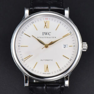Portofino V7F 40MM White Dial YG Hands Black Leather Strap A2892