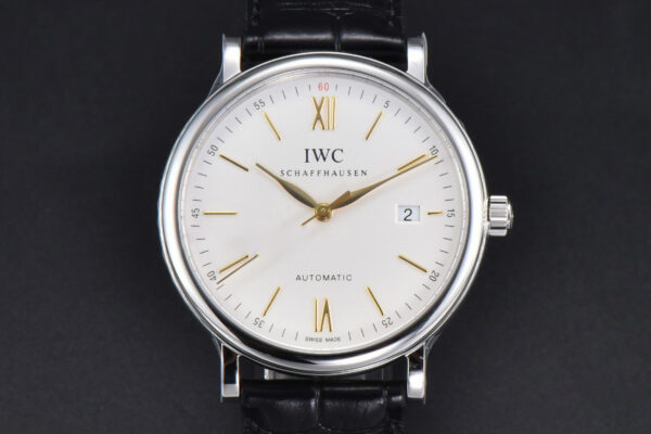 Portofino V7F 40MM White Dial YG Hands Black Leather Strap A2892
