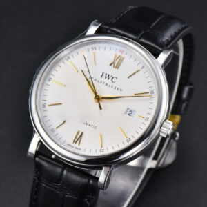 Portofino V7F 40MM White Dial YG Hands Black Leather Strap A2892 - Image 10