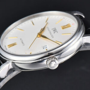 Portofino V7F 40MM White Dial YG Hands Black Leather Strap A2892 - Image 17